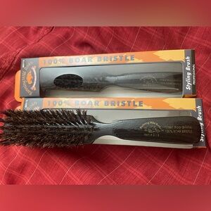 Lot of 2 Running Wild Boar Bristle Hairbrushes Professional Styling Brush NEW